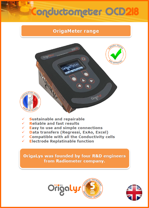 Leaflet of the Origalys conductivitimeter OCD218