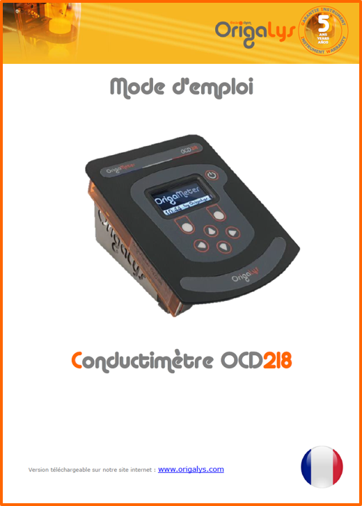 Origalys Manuel d'utilisation et mode d'emploi Conductimètre OCD218